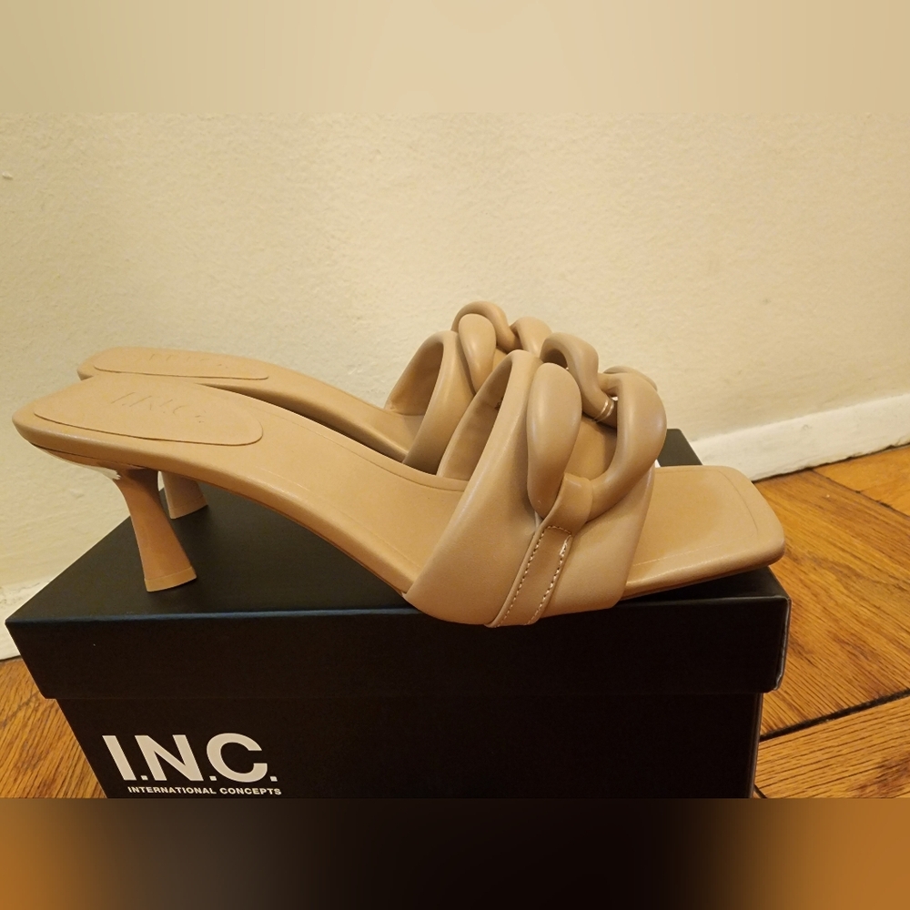 Beige Kitten Heel Slides - Picture 4 of 7